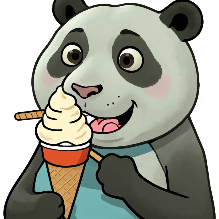 Panda eating ice cream emoji