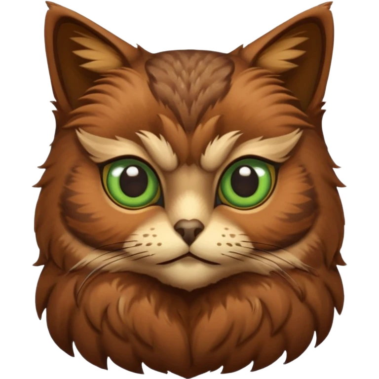 Brown cat mixed with a brown owl; Cat head but owl body emoji