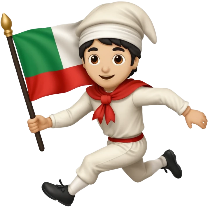 pulcinella con bandiera italiana che corre emoji