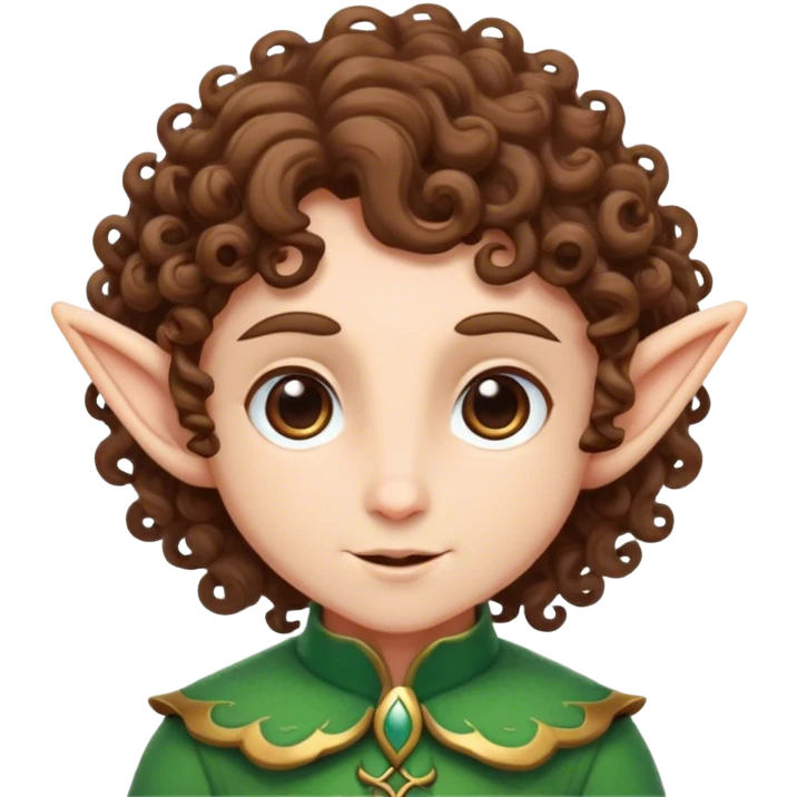 an elf with curly brown hair emoji