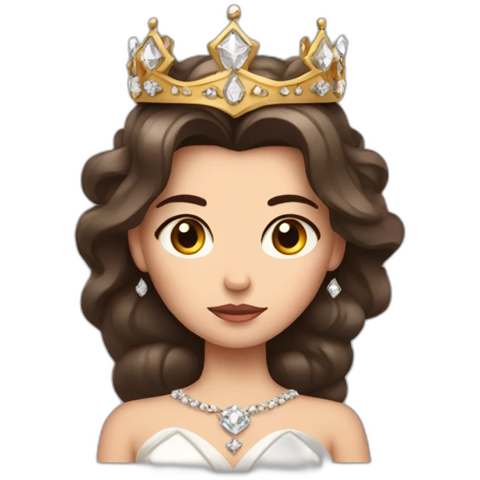 grumpy brunette princess with a big crown with diamonds emoji