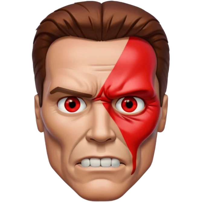 half face metal Terminator Arnold Schwarzenegger Red eyed  emoji