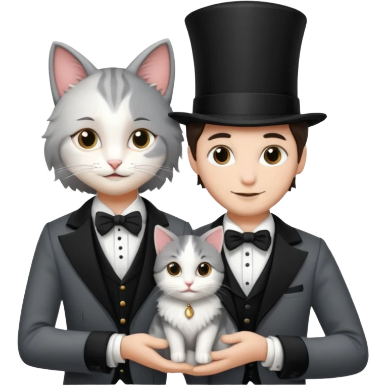 magician couple and their pet cat emoji