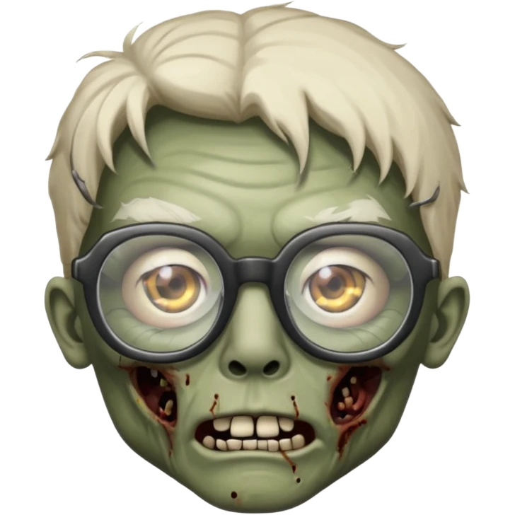Zombie with big glasses more visible glasses, some difference between zombie and glasses, half body emoji
