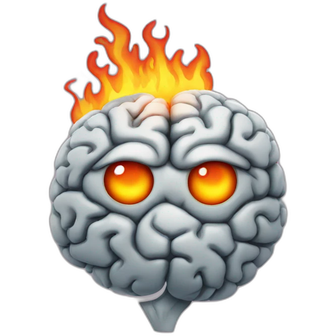 brain with fire eyes emoji
