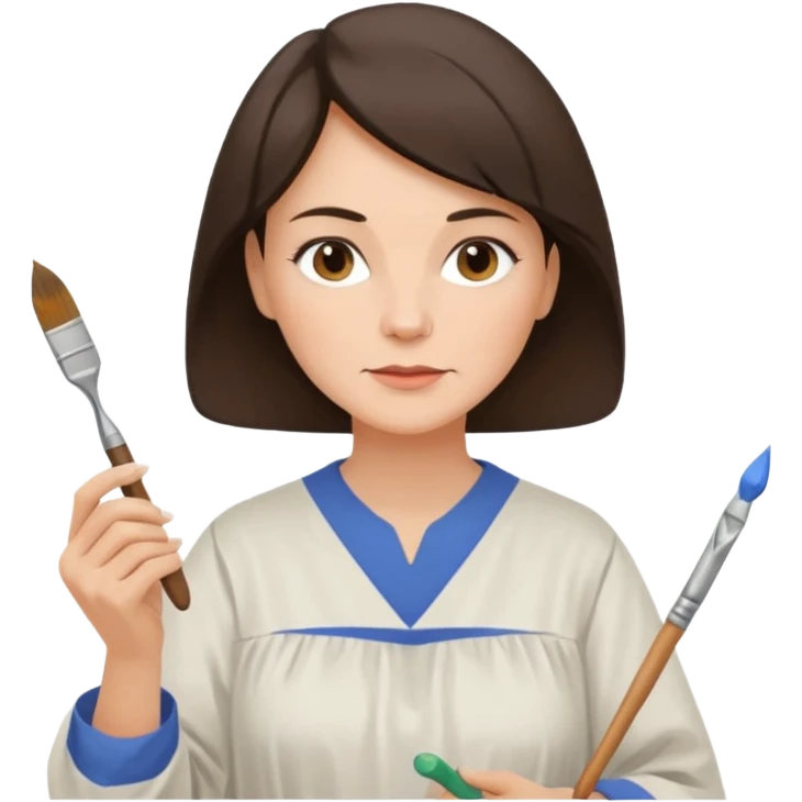 FEMME 45 ANS ET PLUS BRUNE ARTISTE PEINTRE AVEC UN PINCEAU emoji