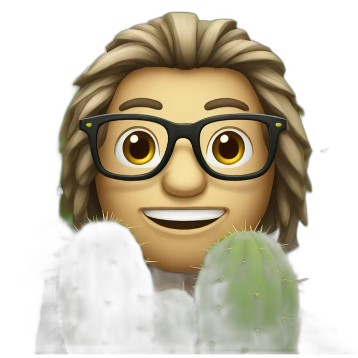 Un singe avec des lunettes qui a des cheveux de cactus un cactus emoji