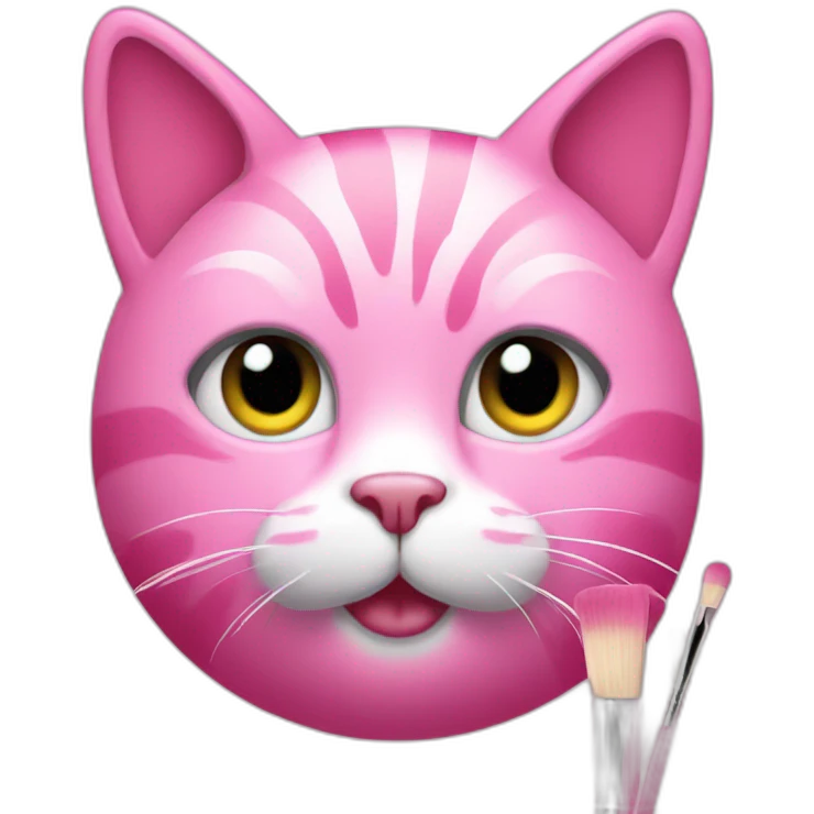 pink cat with brushes  emoji