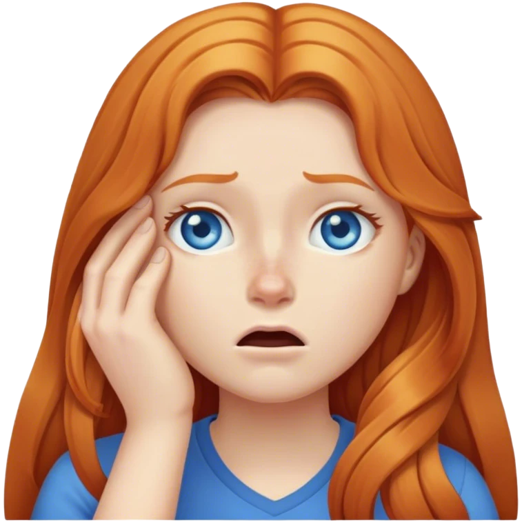 ginger girl facepalm long hair blue eyes emoji