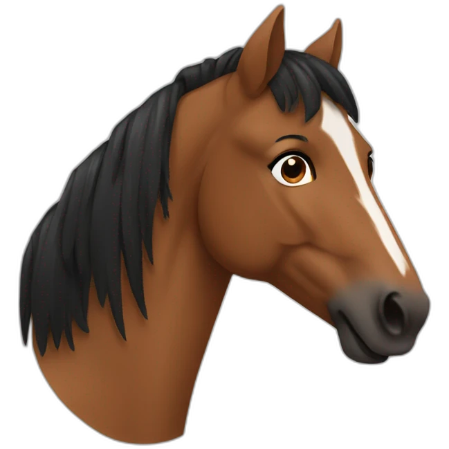 Brown horse with black hairs From the front emoji