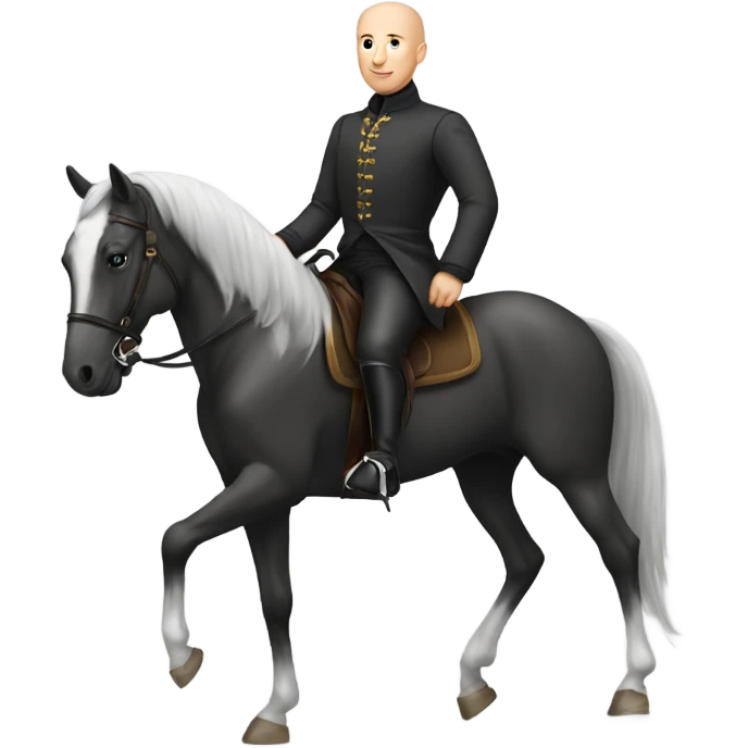 Bald man in riding clothes on horse emoji