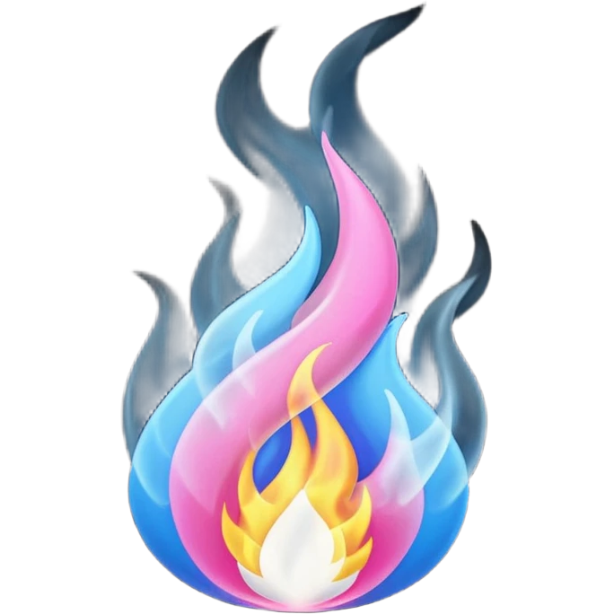 pink blue white fire emoji