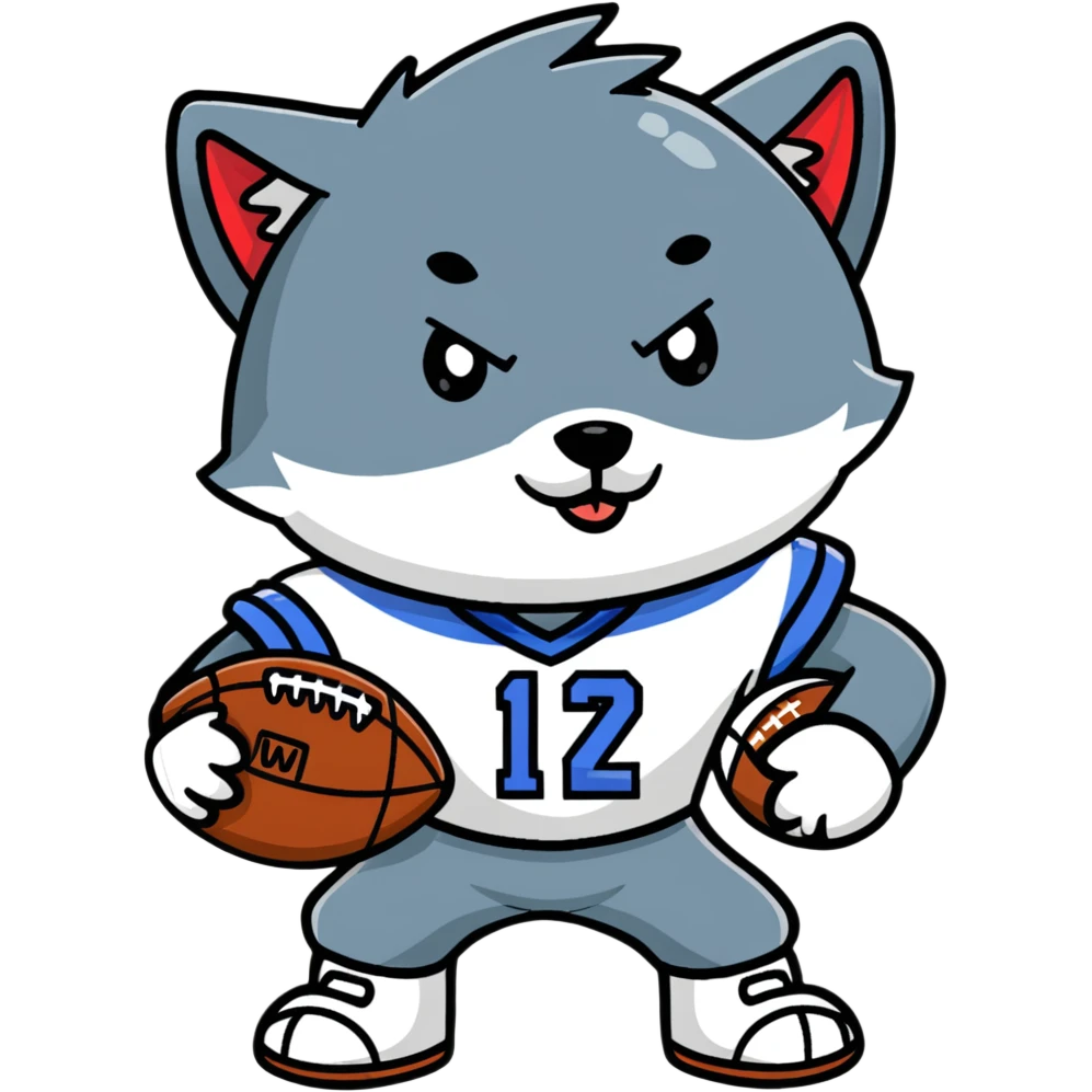 cartoon wolf with football helmet emoji