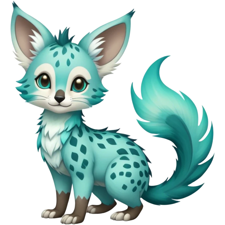 Feral Rare Fantasy pastel tropical Vernid-Trico-species by LiLaiRa, random markings, tufted tail, tufted ears, full body emoji