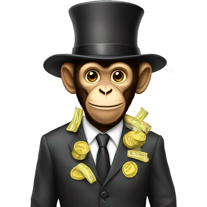 businessman monkeywith money and fotr hat emoji