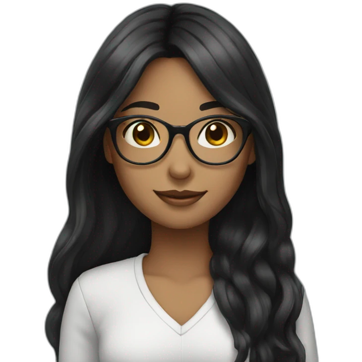 long black hair girl with glasses emoji