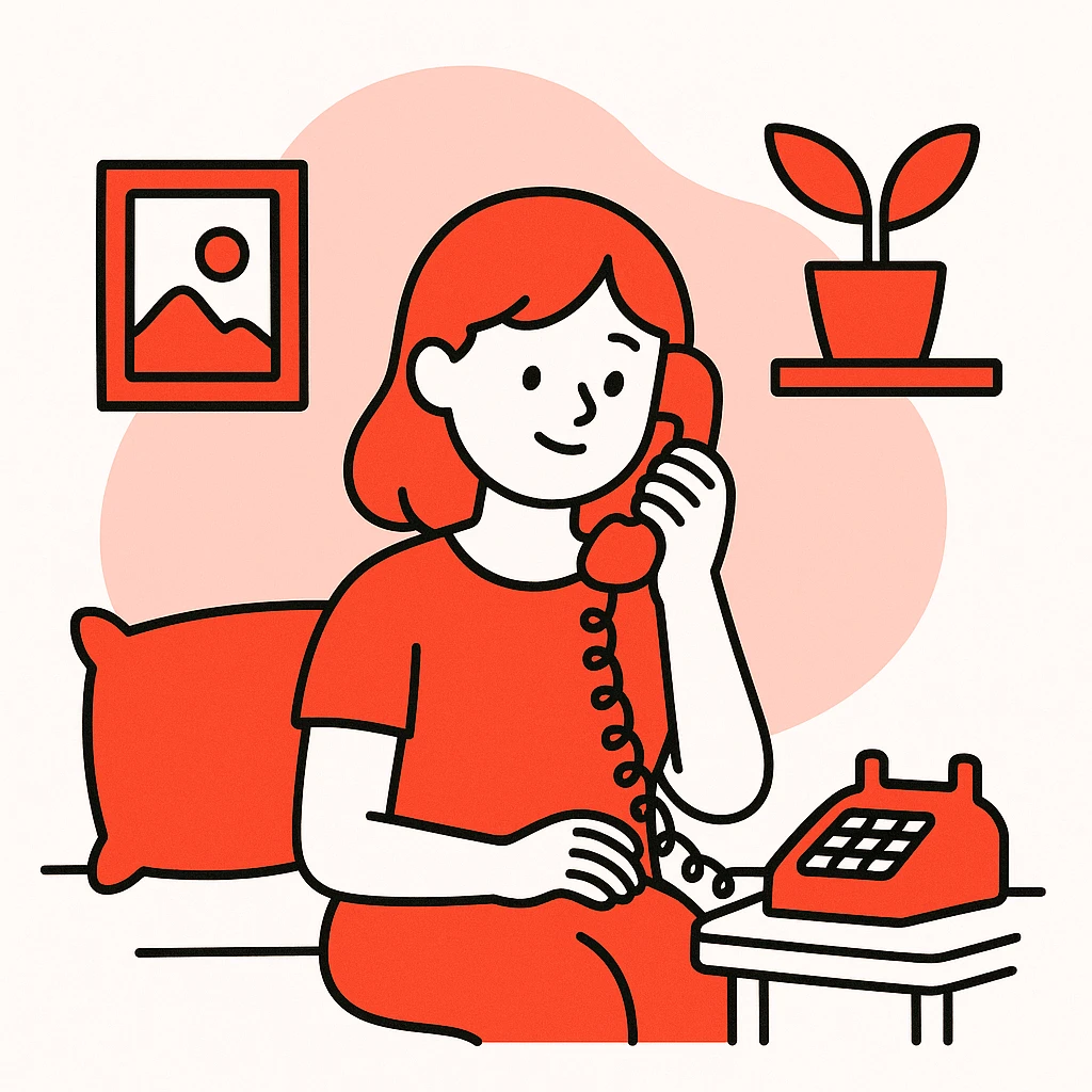 girl talking on telephone in her room emoji