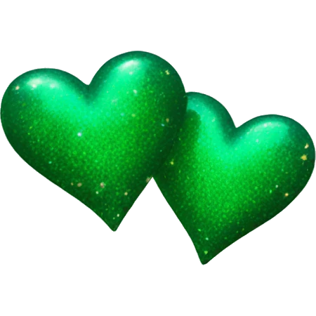 Deep green glittery two hearts emoji