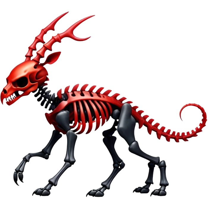A black and red gradient epic shiny cool edgy skeletal animal, full body emoji