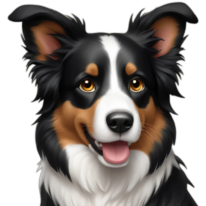 Border collie black and tan ears up emoji