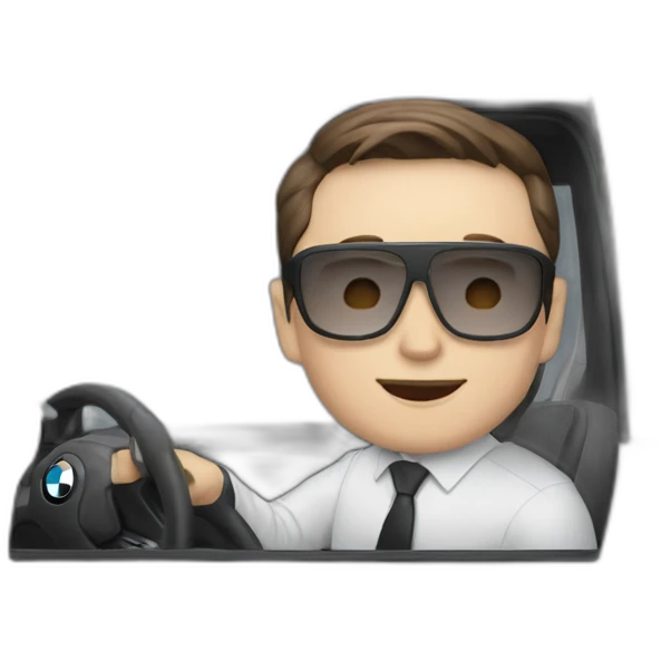Elon musk driving BMW emoji