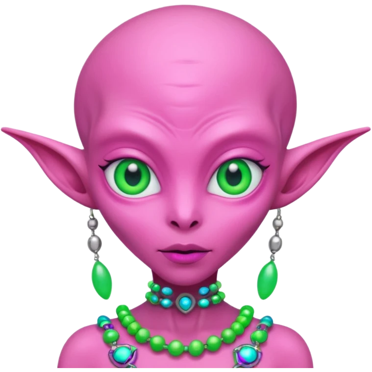 alien living in desert, pink colorful, accessories, just face  emoji