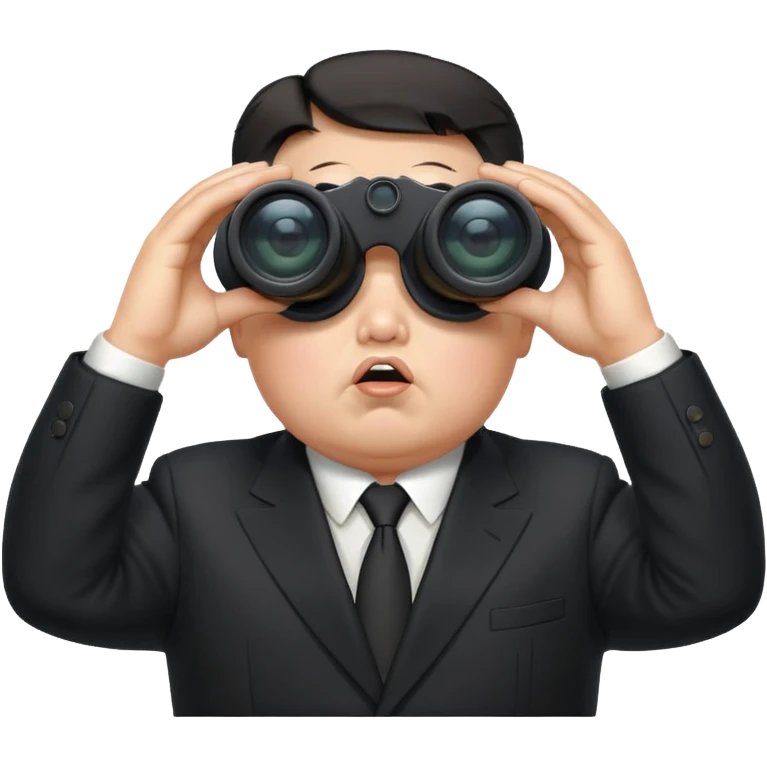 Kim Jong Un staring through binoculars with angry expression  emoji