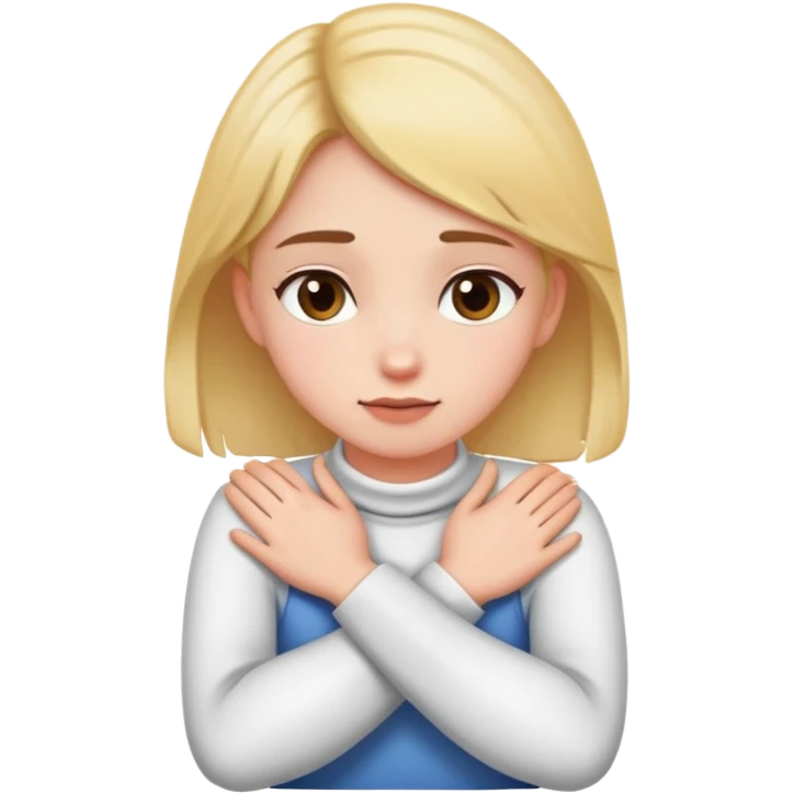 girl with her hands crossed grabbing onto her neck emoji