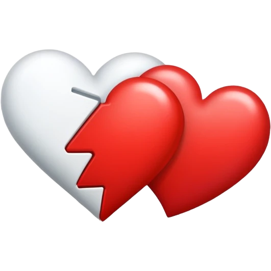 heart, left side red right side white emoji