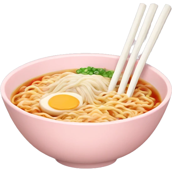 Ramen in a light pink bowl emoji