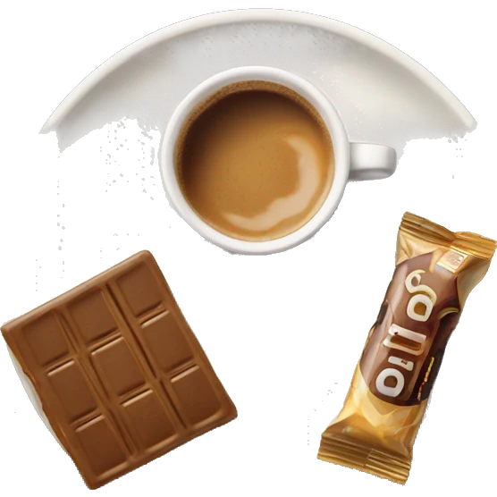 Top view coffee and protein bar on a small plate  emoji