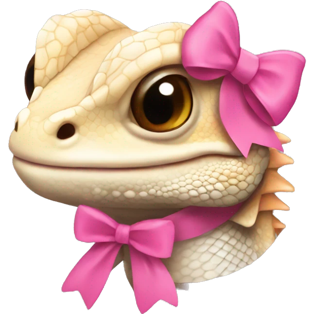 Girly bearded dragon with pink bow emoji