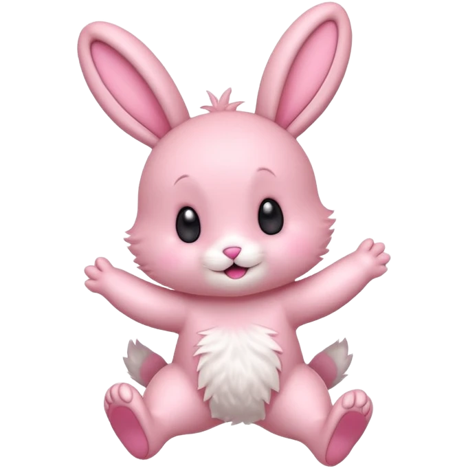 Exited pink bunny, kawaii chibi fluffy ears and body jumping of excitement  emoji