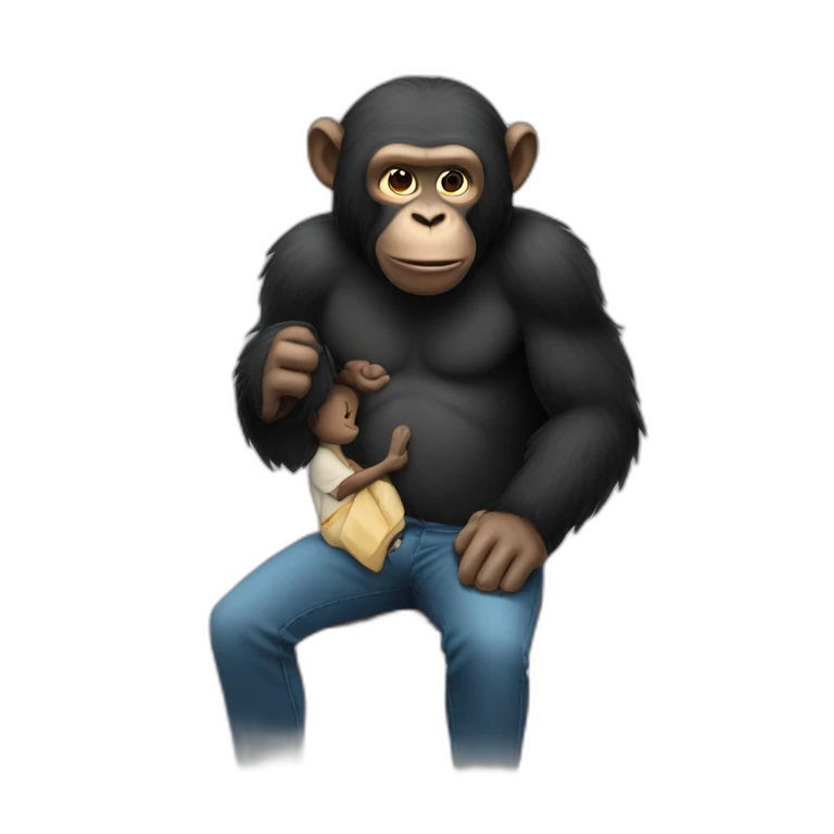 Un singe et un homme noir qui se serent la main emoji