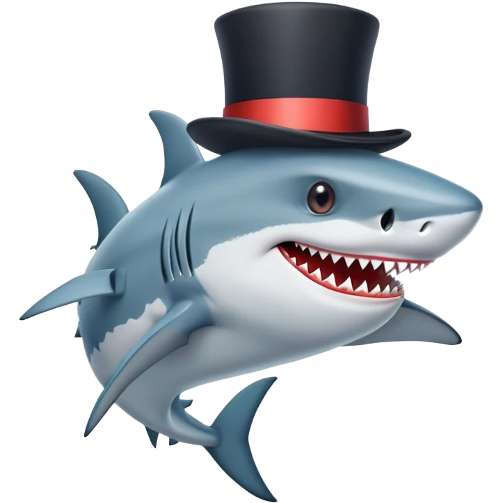 Shark with a top hat emoji