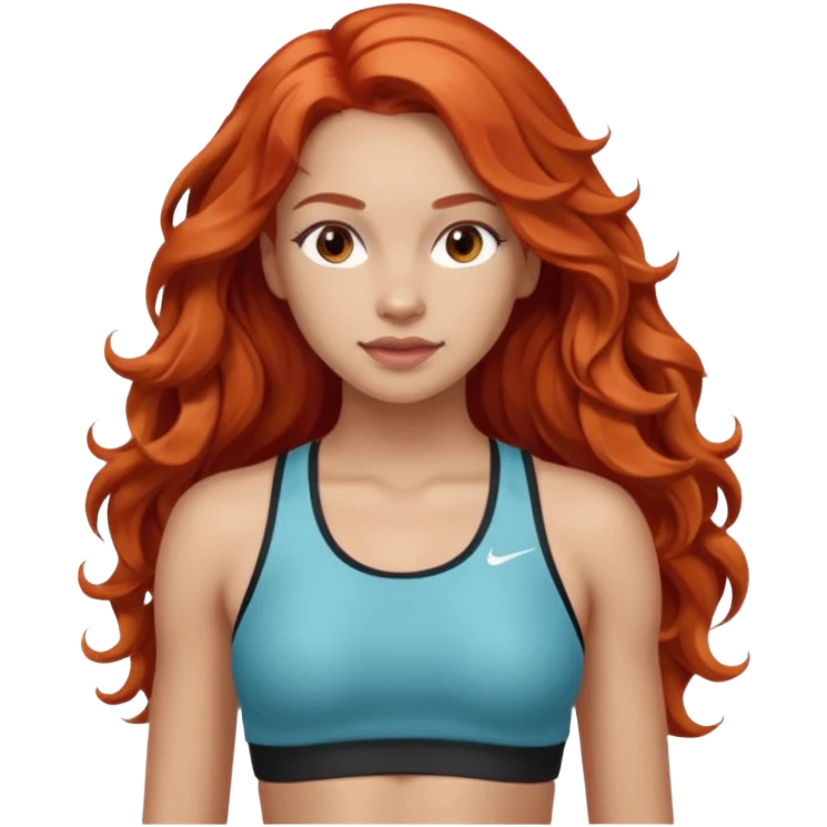 Athletic girl with long light red wavy hair and smaller boobs emoji