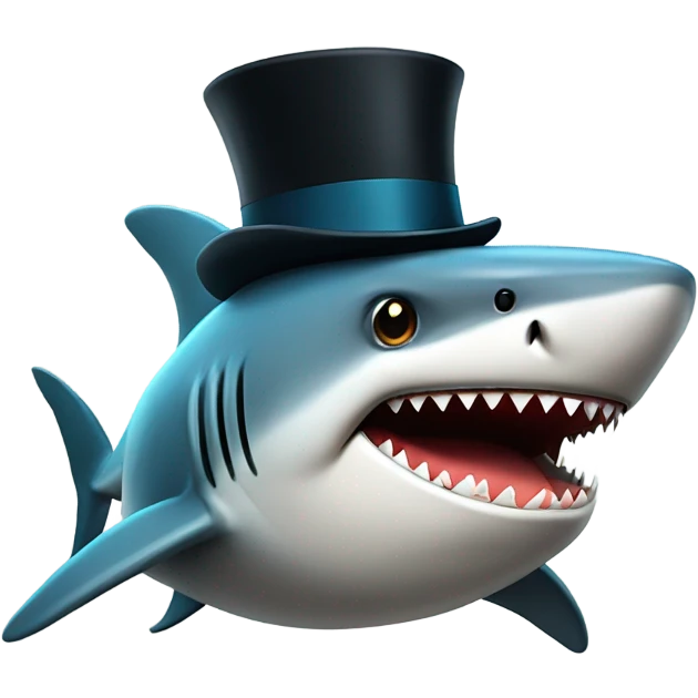 Shark with a top hat emoji
