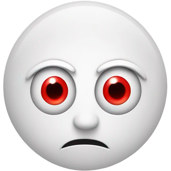 a white circle face with a red circle around it, theres 2 red eyes and inside it is white too. in the right eye it says "K" and in the left eye it says "J", the stickman has a red stoic face emoji