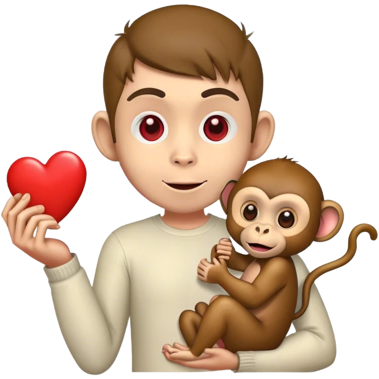 Monkey face man body holding hearts emoji