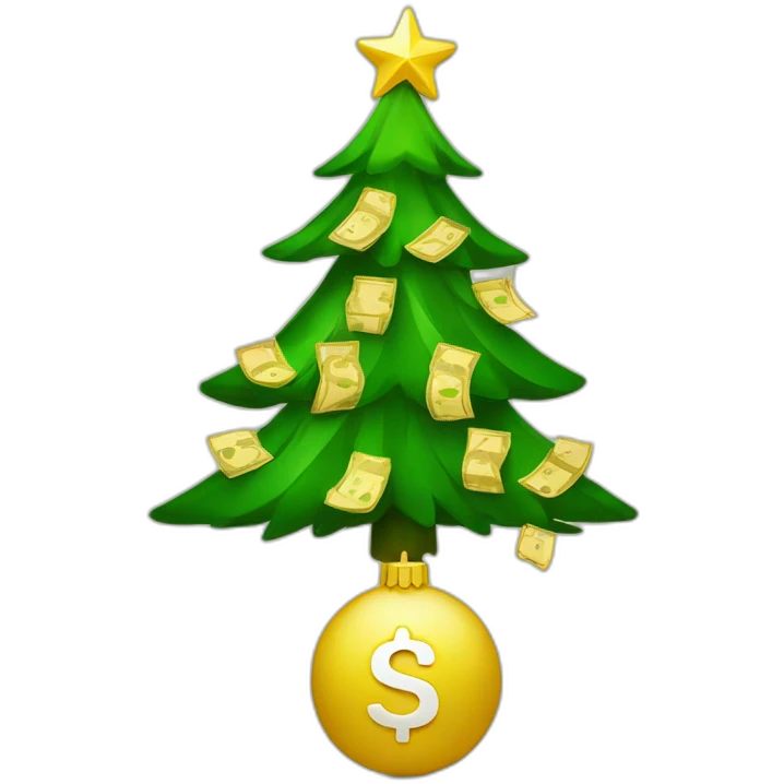 Christmas tree with money and star emoji