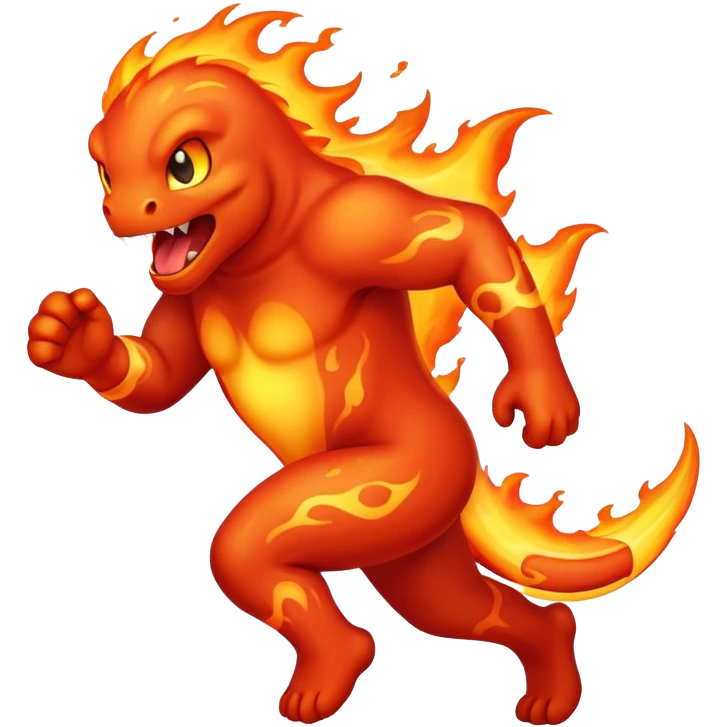 a fast lava creature with no arms running and being hot emoji