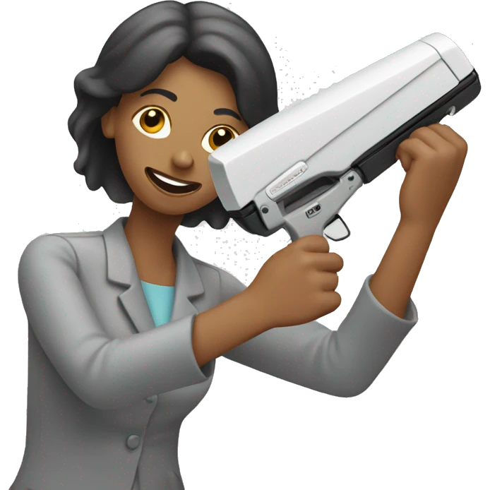 Woman throwing stapler emoji