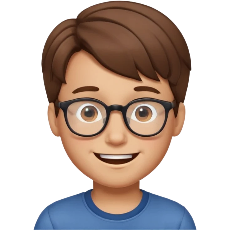 un ragazzo con gli occhiali e capelli in avanti e marroni che fa l'occhiolino ed è felice emoji