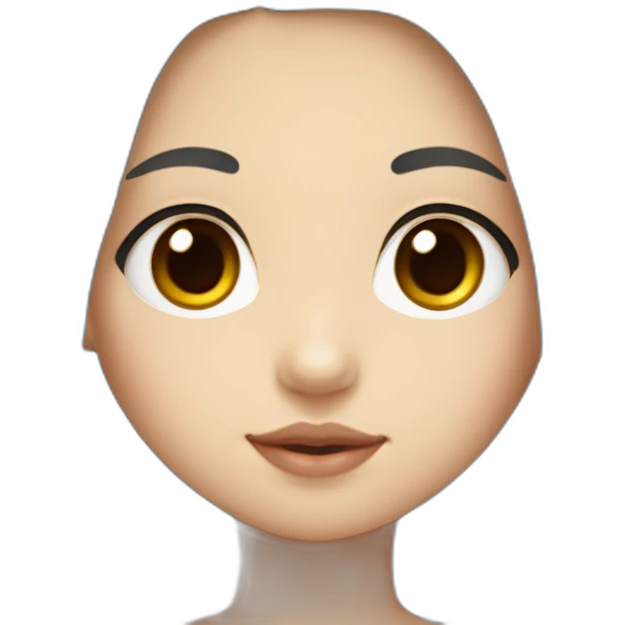 A girl with long hair, plump lips and a small nose, and big eyes, looks like a Korean girl emoji