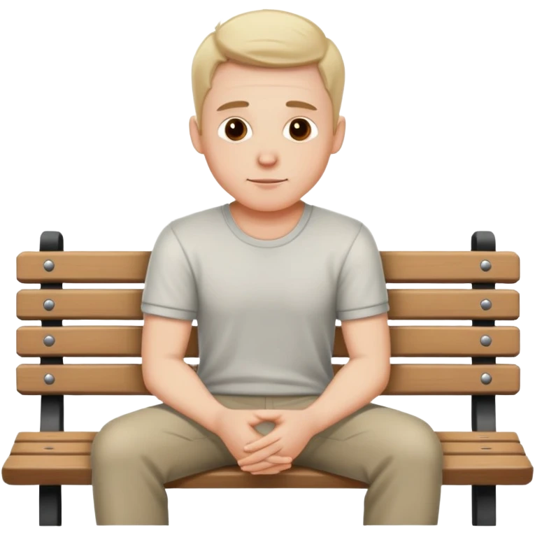 White male casual clothes sitting on bench emoji