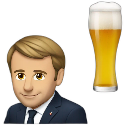 Macron avec une bière emoji