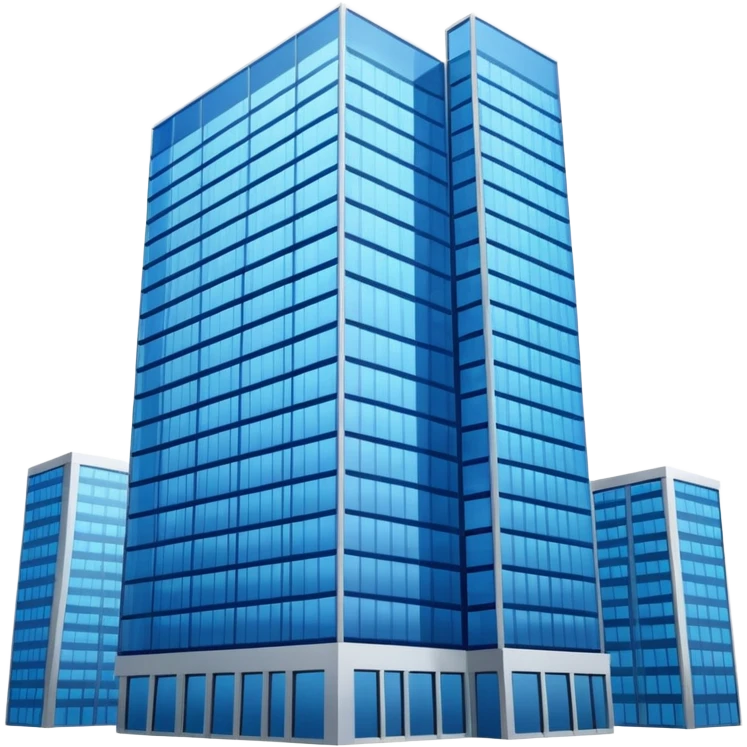 business headquarters, skyscraper style, blue glass windows emoji emoji