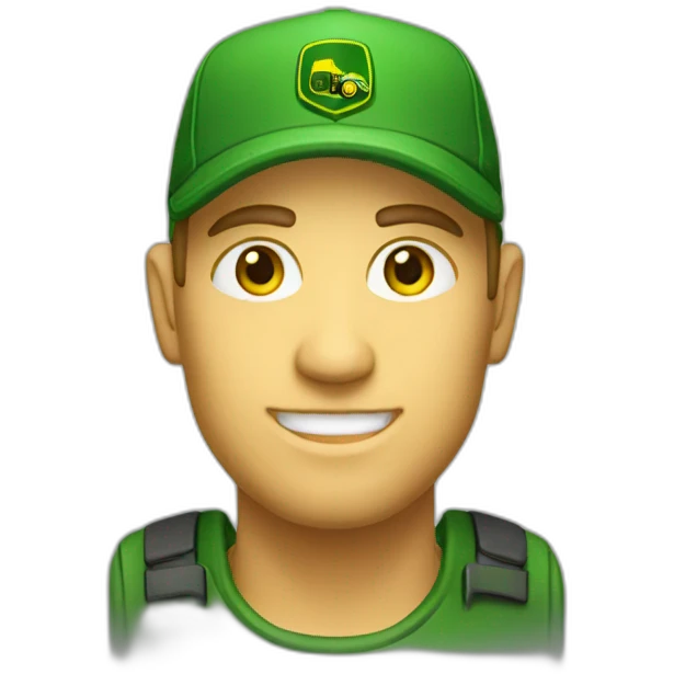 white man with john-deere logo cap emoji