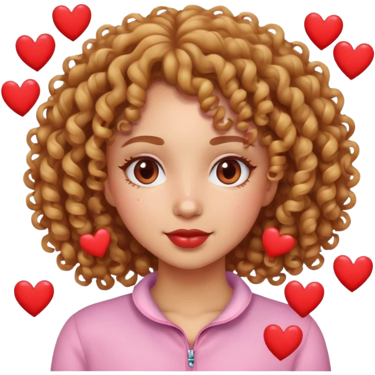 Curly girl with hearts around her face  emoji