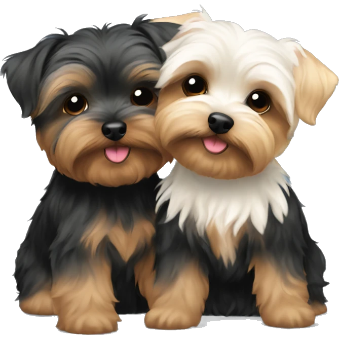 Two yorkie poo hugging each other  emoji